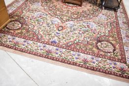 A traditional wool Axminster carpet square, labelled as design Summer's Sonnet 18, Kidderminster,