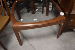 A vintage teak and glass G plan coffee table, width approx. 76cm
