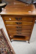 A Victorian mahogany music cabinet having five front drawers and undershelf, dimensions approx,
