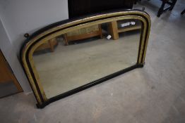 A 19th Century ebonised and silver effect overmantel mirror , width approx. 100cm