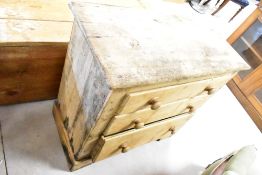 A rustic pine chest of three drawers, dimensions approx. Width 78 height 73 depth 40cm