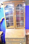 An early 20th Century mahogany bureau bookcase, height approx. 200cm, width 74cm, depth 46cm
