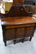 A Victorian mahogany chiffonier/cellarette having long frieze drawer and three deep drawers, ledge