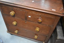 A Victorian stained pine chest of two over two drawers, dimensions approx. Width 88, depth 45,