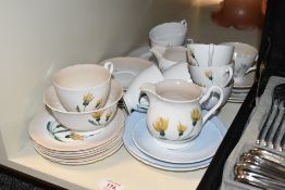 A selection of Shelley China tea wares, mainly foliate pattern possibly yellow thistle or a variant,