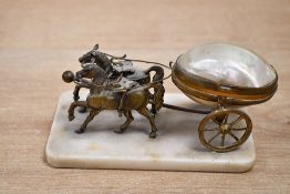 A fine 19th-century French-style Palais Royal trinket box, featuring a brass horse-drawn carriage
