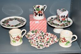 A quantity of Emma Bridgewater pottery 'Fruits, Blackberry' wares, to feature two small cake stands,