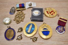 A collection of medals, brooches and medallions, including a 'West Lancashire Charity Jewel', '