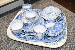 A selection of 19th-century to early 20th blue and white transferwares, to feature a quantity of