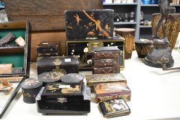 A collection of various Eastern, Chinese, Japanese and Egyptian design boxes, to included a gilt
