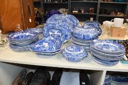 A selection of Spode Italian pattern transfer-printed blue and white dinner wares, various bowls,
