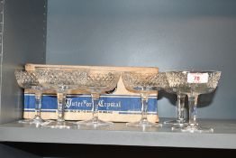 Six mid to late 20th-century Irish Waterford crystal 'Alana' champagne glasses, featuring a clear