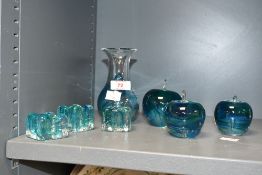 A quantity of late 20th-century Adrian Sankey art glass, to feature three graduated decorative