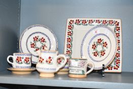 A selection of late 20th-century Irish Nicolas Mosse 'Old Rose' Pottery, to feature side plates, a