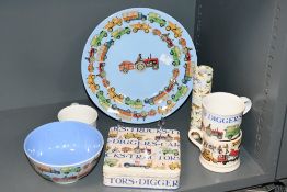 A quantity of Emma Bridgewater pottery children's crockery, to feature a ceramic 'Builders at