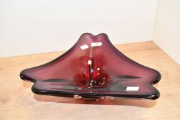 A mid 20th century Continental amethyst art glass bowl/centre-piece, possibly Belgian in the