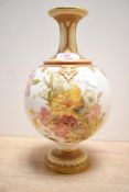 A fine late 19th to early 20th-century Royal Worcester Blush Ivory porcelain vase, of globular-form,
