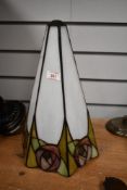 A 20th-century Tiffany Art Nouveau-style light shade, of conical-form, featuring delicate rose-bud