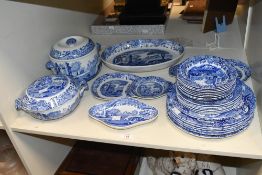 A quantity of Spode Italian pattern transfer-printed blue and white dinner wares, various plates,