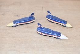 Three small vintage Lledo PLC die cast 'Spirit of America Sonic I' car, marked to base, (3),