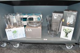 A quantity of contemporary LSA International glassware, to feature two vases of varying sizes, '