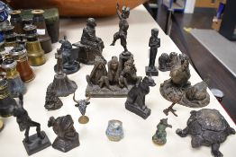 A selection of cast-metal figures, busts and studies, various including bust of a helmet wearing