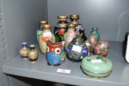 A quantity of 20th-century Chinese Cloisonné ware, to feature a quantity of small bud vases of
