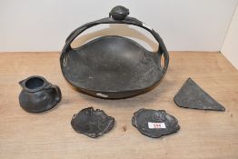 A quantity of late 19th to early 20th-century Art Nouveau pewterware, to feature a German Jugendstil