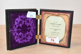 A 19th-century Samuel Peck and Company thermoplastic Union/Daguerreotype Photo case, featuring a