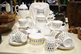 A vintage Royal Tuscan 'Pageantry' fine bone china tea and coffee service, featuring geomtric