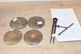 An unusual late 19th to early 20th-century Quoits yard brass set, accompanied by later hand