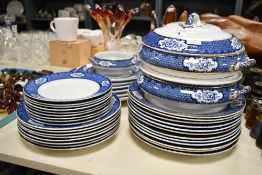 A quantity of Losol ware Cranford pattern transfer printed blue and white dinner wares, four