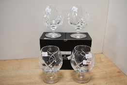 Four vintage John Rocha for Waterford crystal 'Signature Brandy' tumblers, featuring large rounded