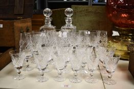 A selection of crystal glass ware, various wine and sherry glasses, unmarked but thought to be