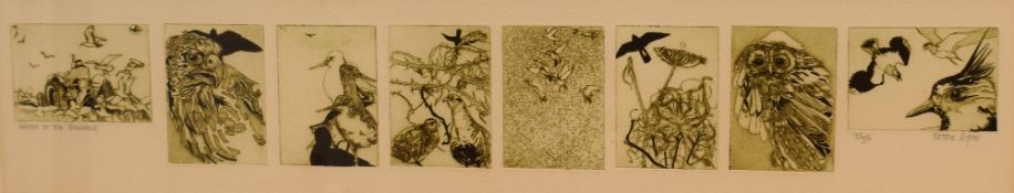 After Peter Lyon (British 20th Century) Etching 'Winter of the Peregrine', featuring eight