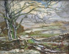 *Local Interest* A 20th Century expressionistic oil on board, a winter landscape believed to be