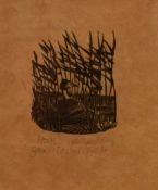 K M Lundsley (British 20th Century) Etching 'Great Crested Grebe', a water bird study, signed