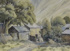 *Local Interest* Jim Ingham Riley (British B.1928) Watercolour 'Hartsop', a study of stone farm