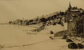 After Kenneth Holmes (British 1902-1994) Etching, a coastal town scene, signed in pencil to lower