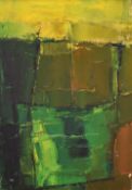 A 20th Century Acrylic on canvas, a 1970's abstract composition in green tones, unsigned or