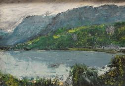 *Local Interest* F.H Hendry (British 20th Century) Acrylic on board 'Derwentwater', a vibrant Lake