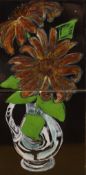 *Local Interest* Maggie Angus Berkowitz (British 1927-2019) Glazed ceramic tile, a still life vase