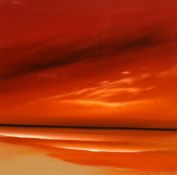 Jonathan Shaw (British Contemporary) Acrylic on board 'Tangier Skies', a sunset study, signed in