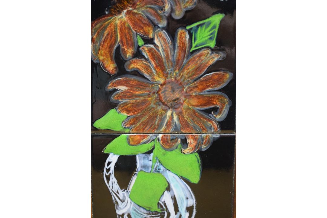 *Local Interest* Maggie Angus Berkowitz (British 1927-2019) Glazed ceramic tile, a still life vase - Image 3 of 4