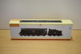 A Hornby OO gauge Bulleid Light Pacific West Country Class steam locomotive and tender No. 34019
