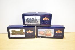 A trio of Bachmann Branch-Line OO-gauge model locomotives, model numbers 31-335, 31-452B and 31-337