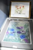 A Contemporary Oil pastel study of vibrant poppies, unsigned or attributed, within stepped card