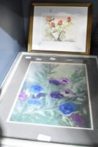 A Contemporary Oil pastel study of vibrant poppies, unsigned or attributed, within stepped card