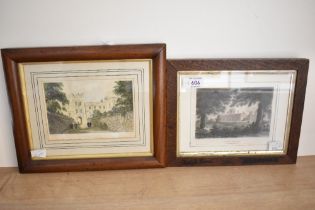 Two late 19th-century engravings of Jesus College after John Le Keux (1783–1846) and Frederick