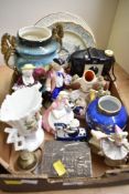 A vintage Royal Doulton 'Perch' cabinet plate, a Staffordshire Pottery spill vase, four assorted
